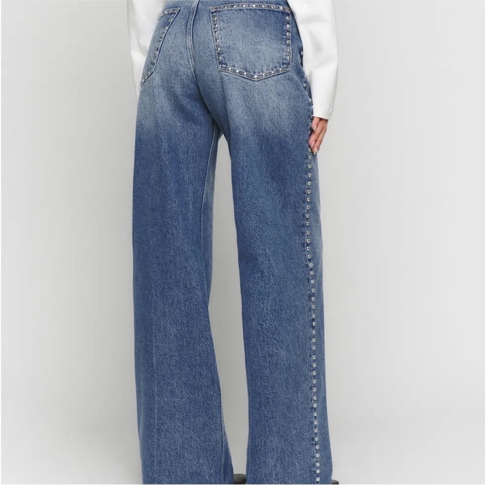 Reformation High Rise Slouchy Cary Chesapeake Studded Jeans NWT - Picture 2 of 4
